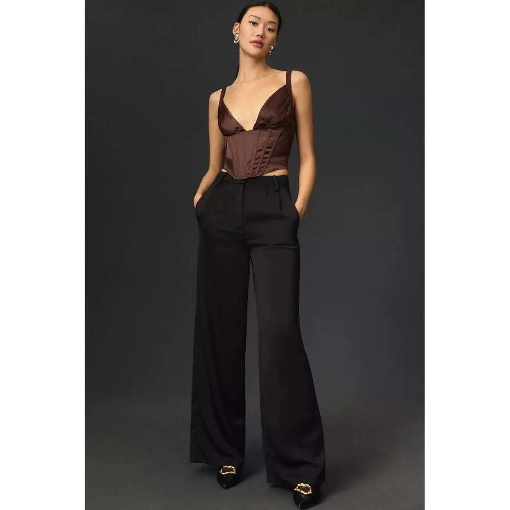 Porridge Clothing Brown Satin Corset‎ Crop Top M Dark Academia Regencycore